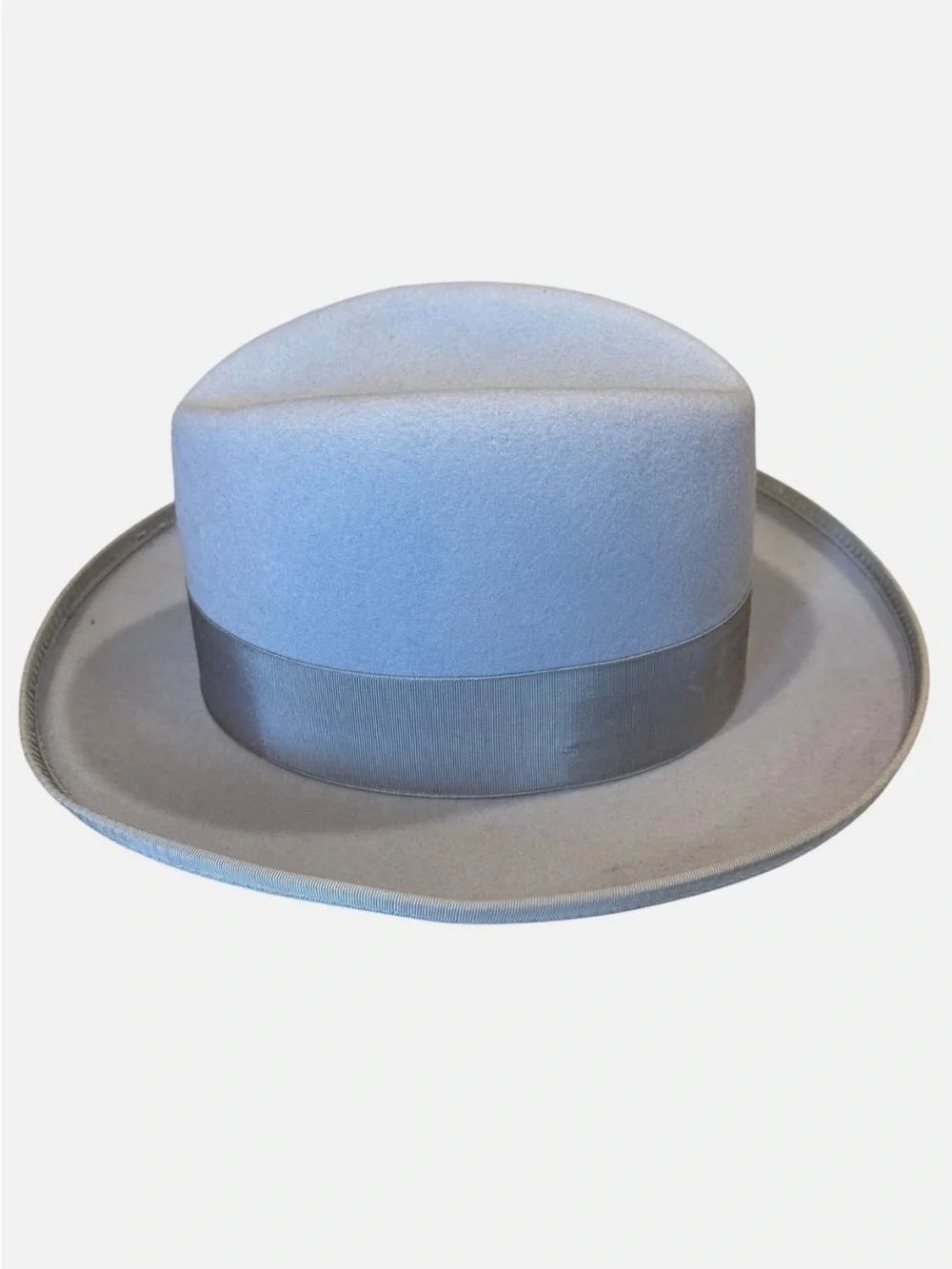 VTG Capas Design Light Gray Wool Fedora with Feather Accent Hat Godfather USA